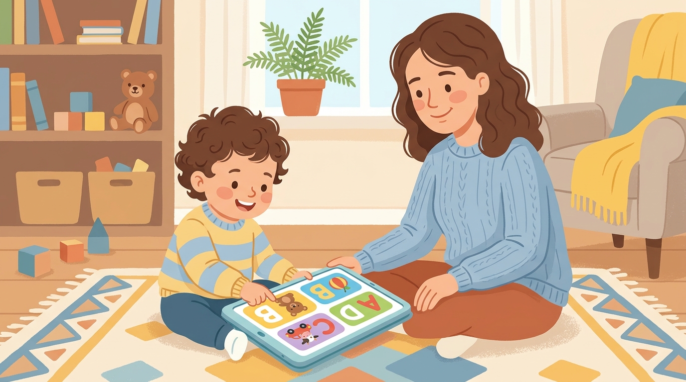 유아 교육용 앱 효과 — 태블릿으로 학습하는 아이