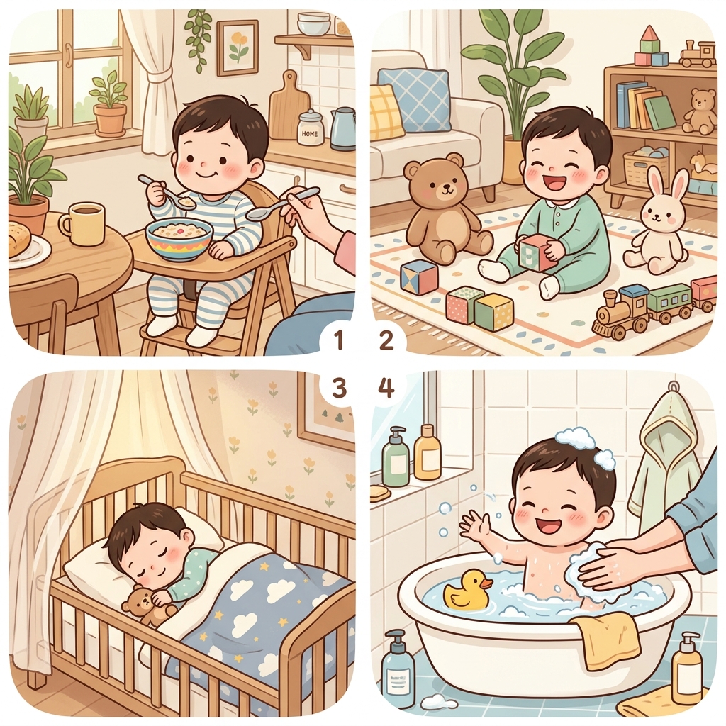 15개월 아기 하루 일정 루틴 일과표 일러스트