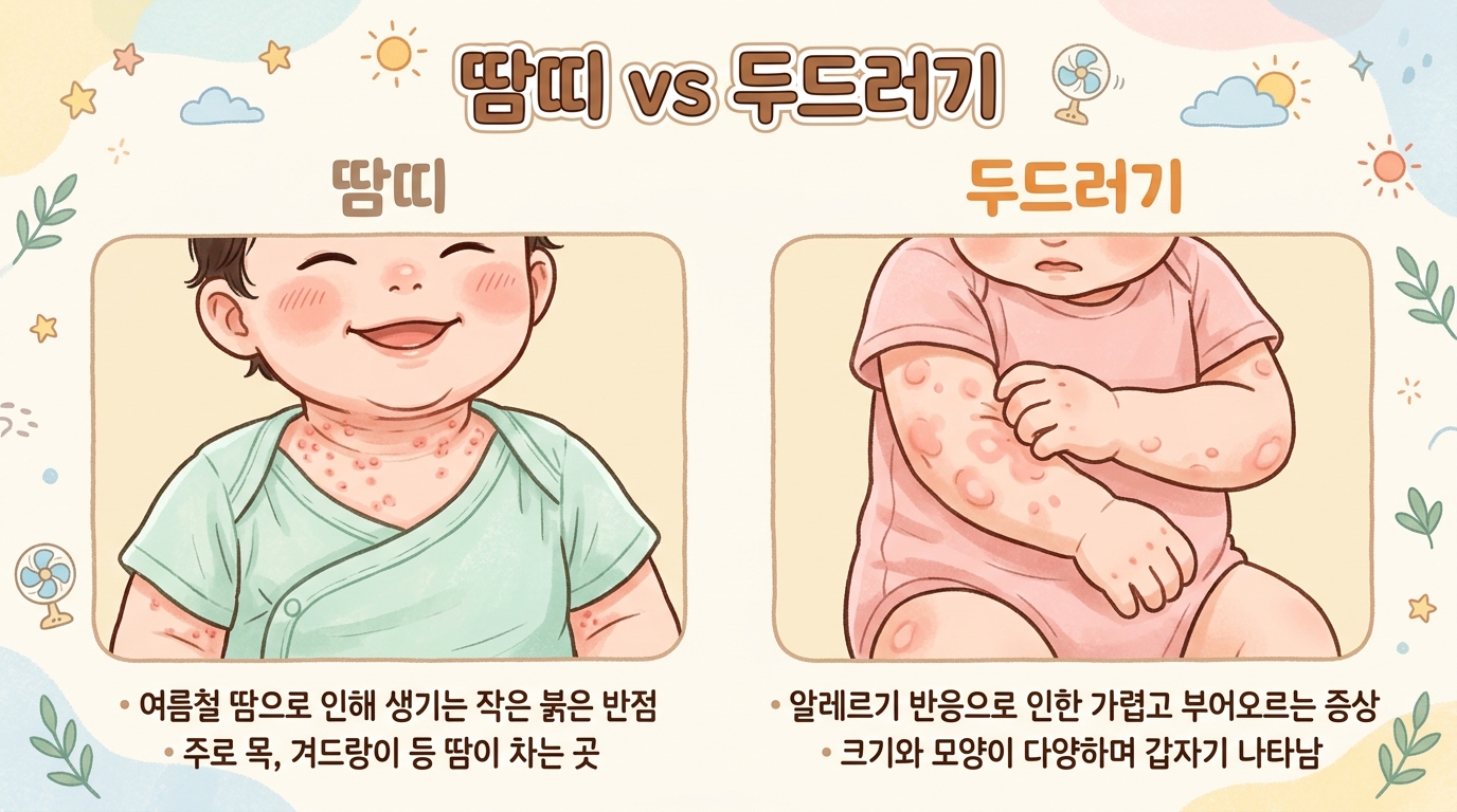 아기 땀띠와 두드러기, 어떻게 구분할 수 있을까요?