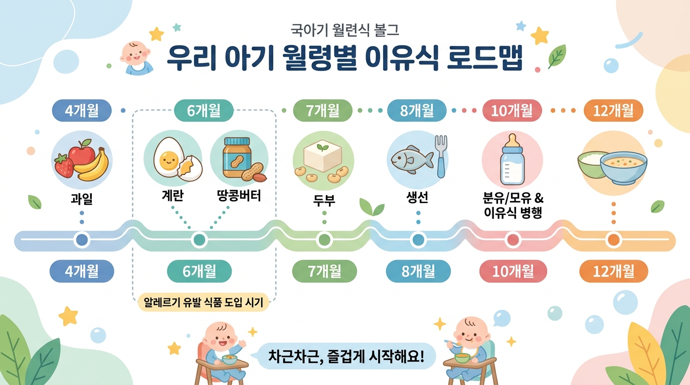 이유식 알레르기 식품 시기별 도입 가이드 – 월령별 식품 도입 타임라인