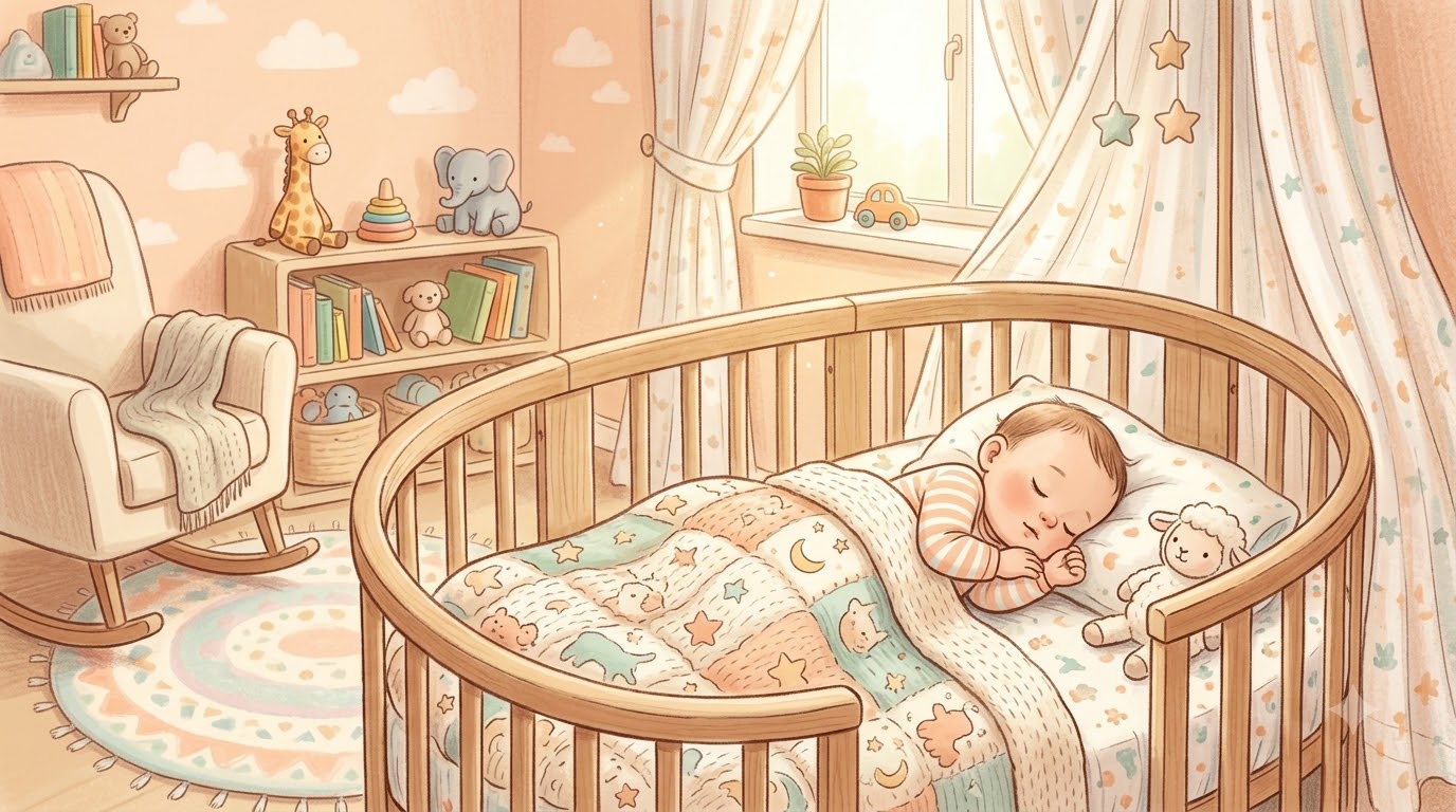 월령별 아기 낮잠 시간, 낮잠 자는 아기 일러스트